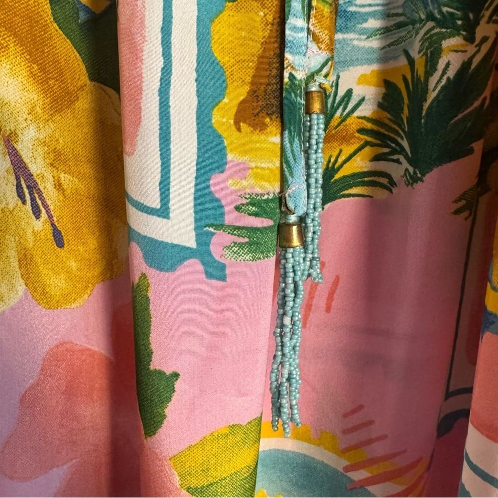 True Destinations Pink Postcard Tropical Strapless Maxi Dress XL NWT Resort - Picture 2 of 11